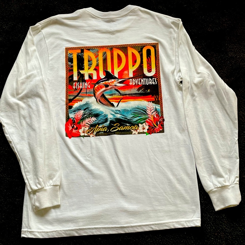 Red Tuna Shirt Club LS White T Shirt Sz Medium